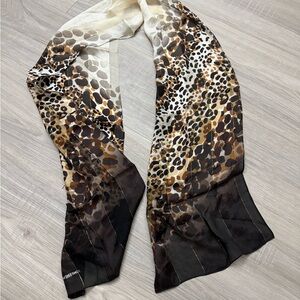 Jones New York Leopard Print Lightweight Scarf in Brown and Cream
